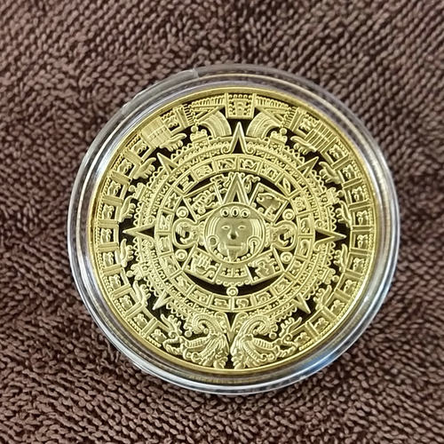 玛雅日晷镀金银文化图腾纪念币