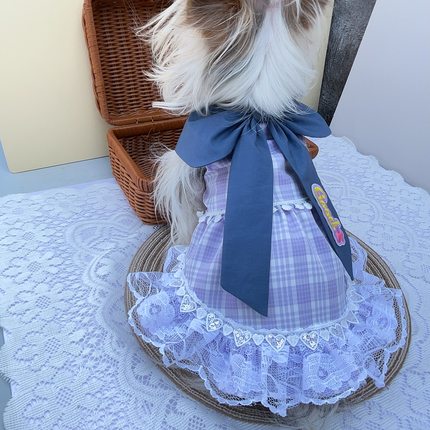 宠物小狗衣服比熊约克夏夏季薄款连身裙猫咪可爱蝴蝶结连衣裙夏天
