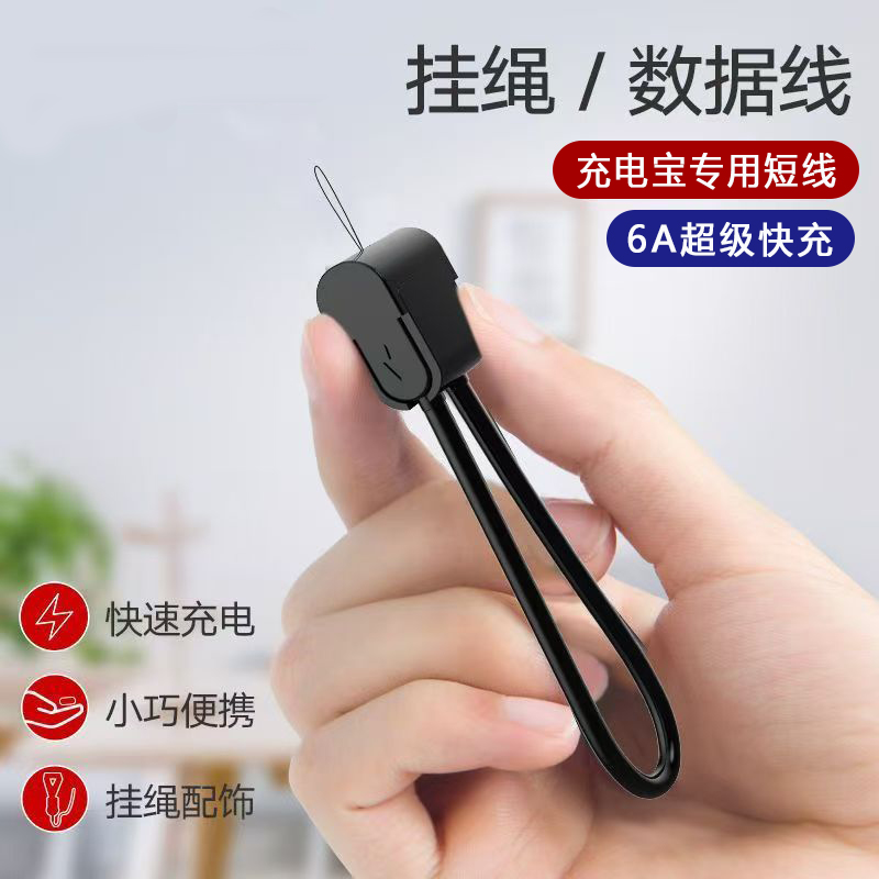 手机挂绳数据线钥匙扣充电线双Type-C65W适用于苹果iPhone15pro华为安卓笔记本快充PD便携数据线充电宝充电线