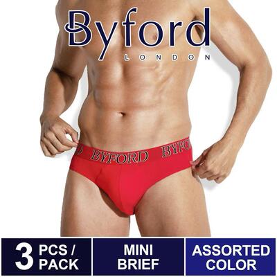 3条装百富Byford男士棉三角内裤纯色低腰柔软透气新款四季可穿