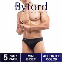 5条装百富Byford纯棉男士三角裤内裤纯色低腰柔软透气海外专柜