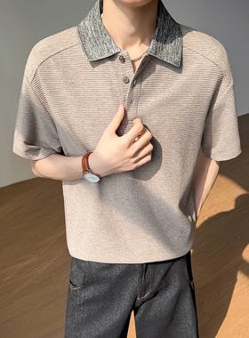 模特图~2026夏季拼色华夫格垂感短袖T恤polo衫 Q1260/P55