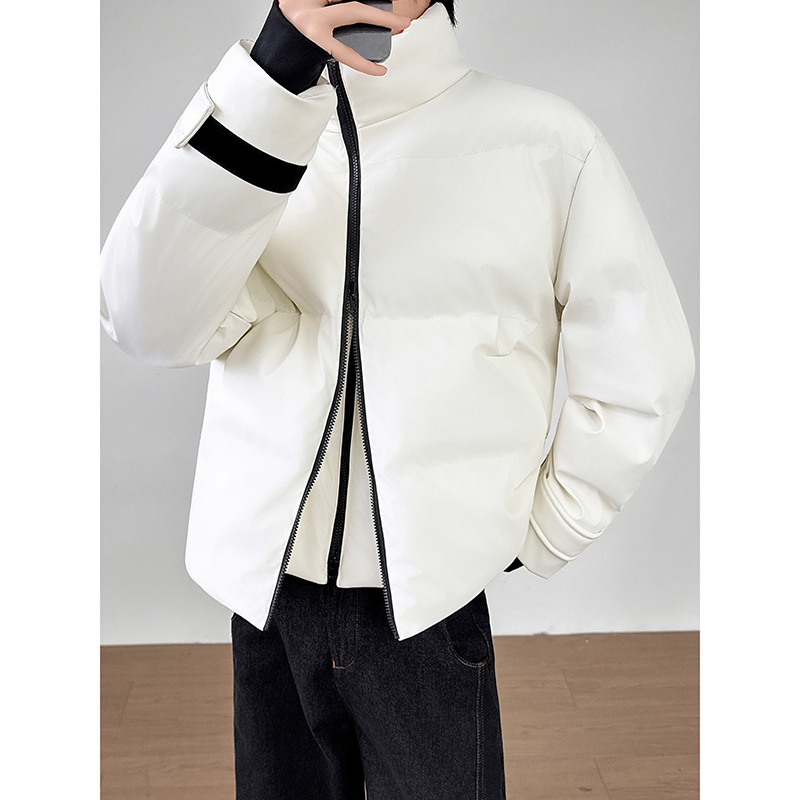 模特图~直播冬季爆款红内里四色双拉链立领皮棉衣外套 E088/P115