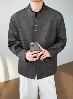 模特图~春季立领垫肩休闲西装外套 YJ6008/P108