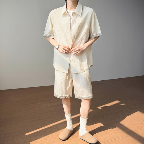 模特图~2026夏季莱赛尔亚麻混纺中袖衬衫套装 TZ808/P98