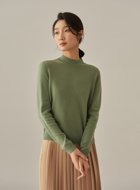 浅秋半高领纯羊毛针织衫纯色套头打底衫上衣春季新款女1T30503