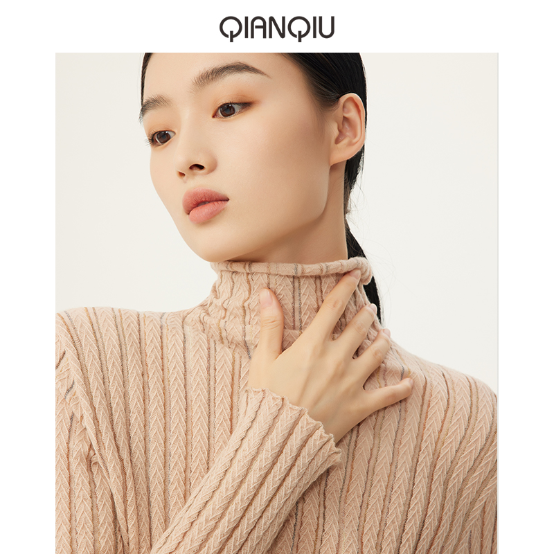 浅秋高领卷边软糯设计感羊毛