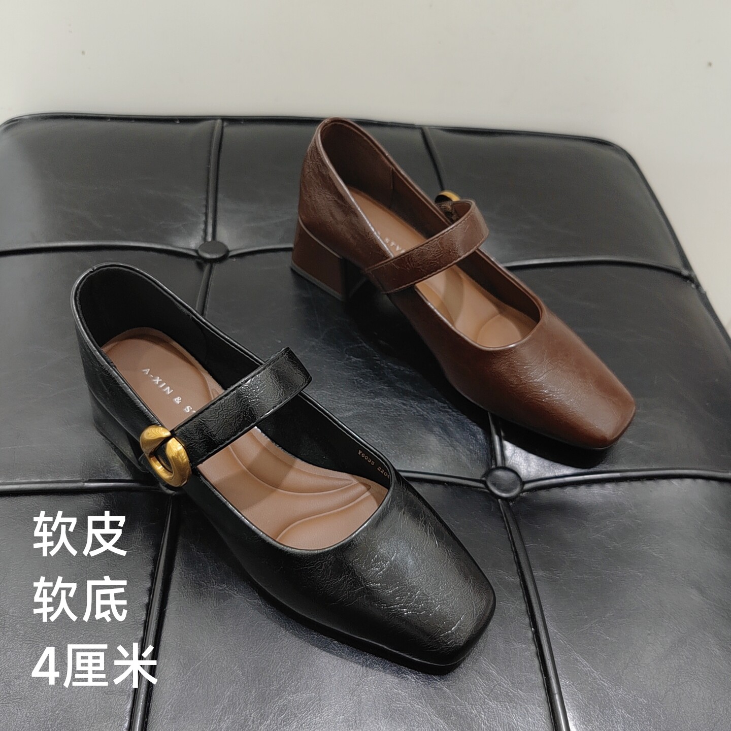 6035软皮玛丽珍鞋女2025新款百搭软底浅口单鞋粗跟上班工作鞋百搭