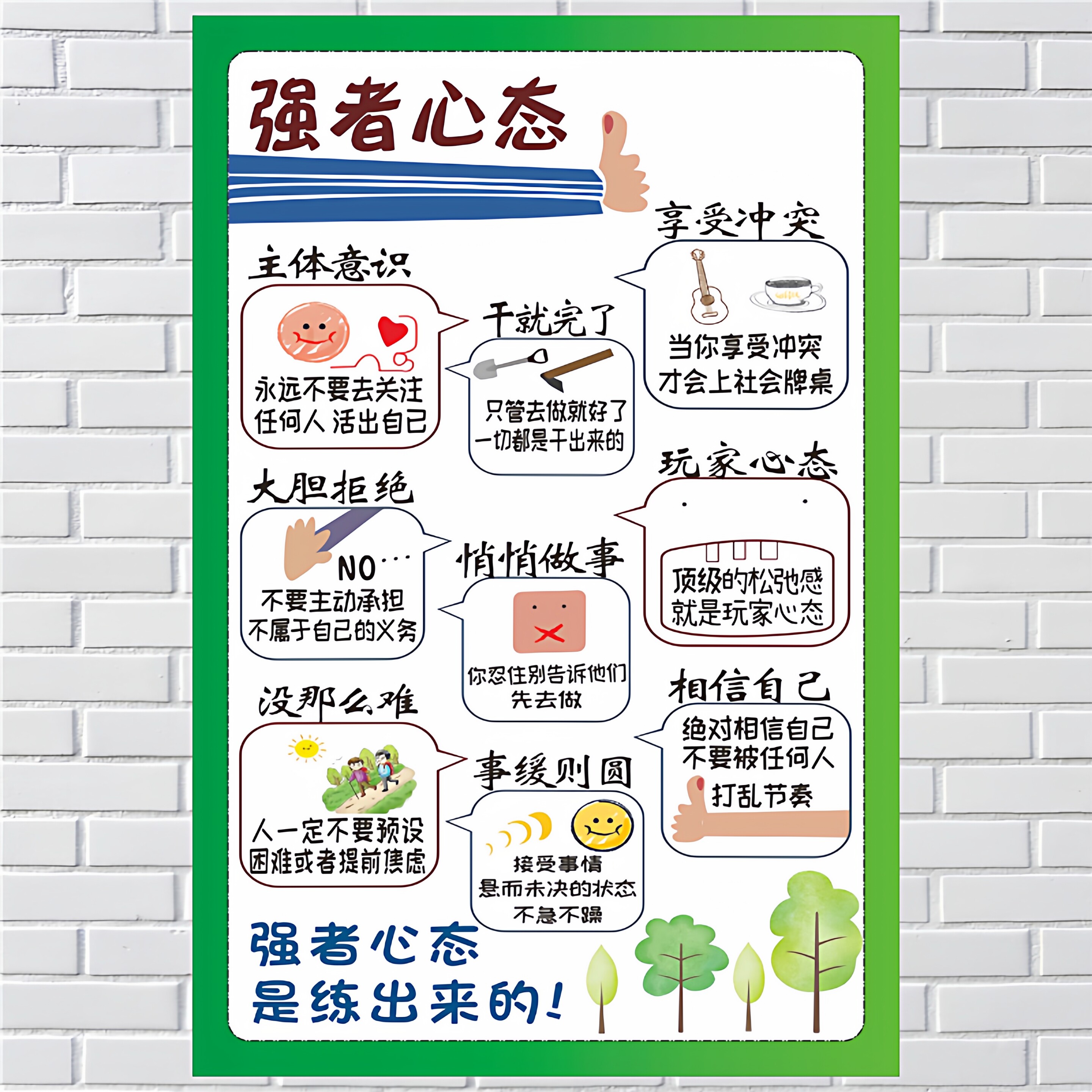 强者心态正能量励志学习上进文字情绪处理治疗家居墙贴挂图墙贴纸