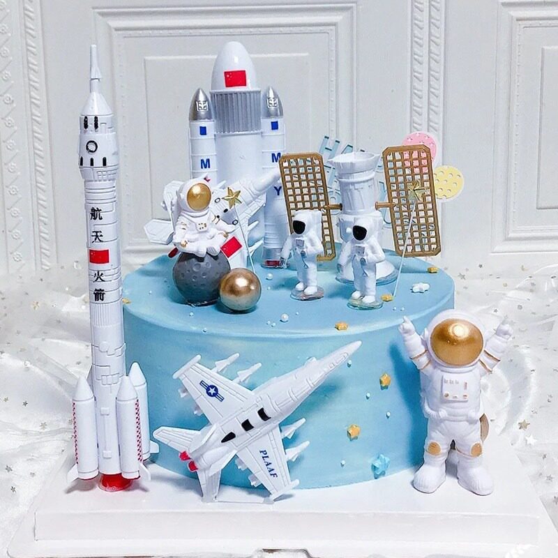 宇航员蛋糕装饰摆件航天员星球宇宙太空人生日主题甜品台装扮插件