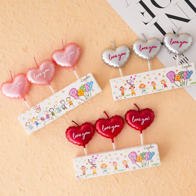 七夕情人节蛋糕装饰气球爱心love蜡烛插件情侣告白表白生日装扮