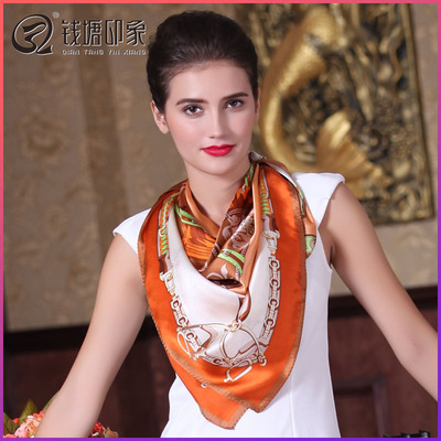 桑蚕丝素绉缎链条大方巾