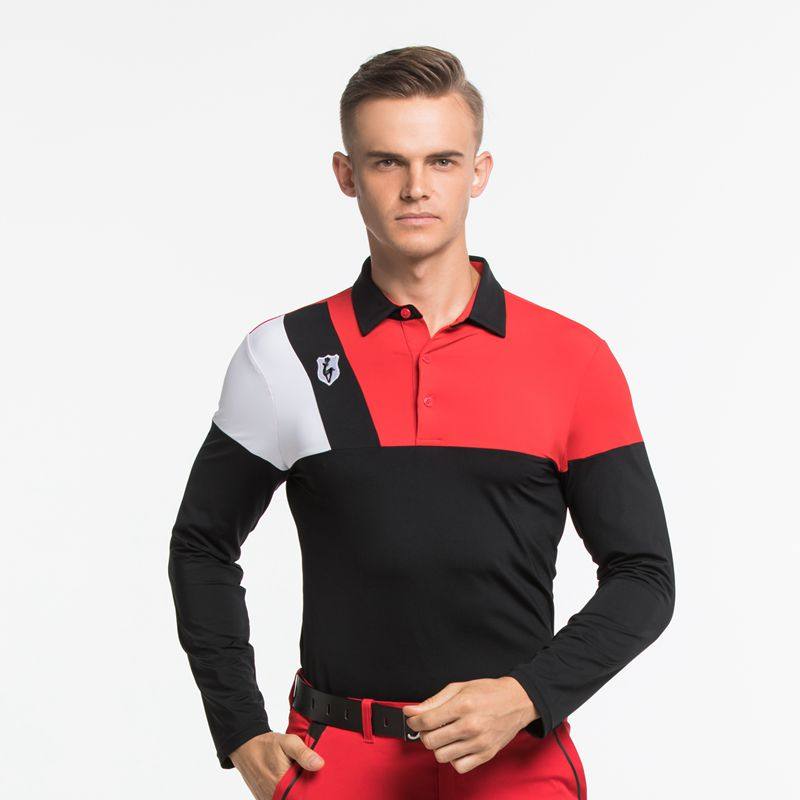 秋冬新款高尔夫长袖男t恤