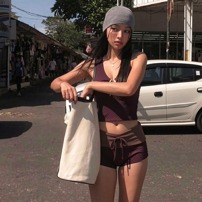 2026新款泳衣女分体平角裤高级感咖色波点度假温泉游泳衣保守