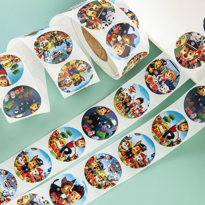 500张/卷卡通汪汪队装饰贴纸礼品奖励儿童玩具奶茶杯子包装