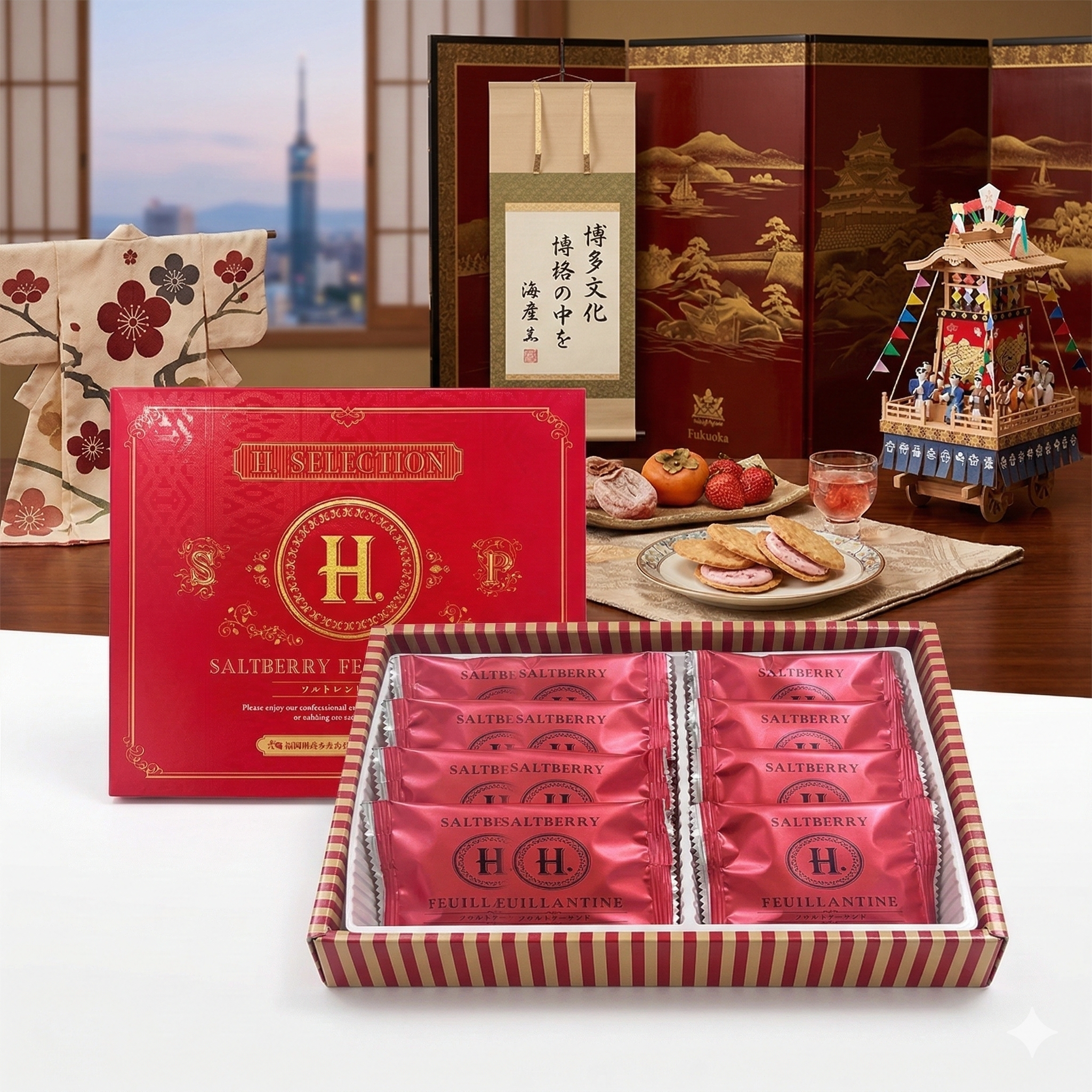 现货秒发日本福冈机场人气推荐草莓夹心饼干 8枚礼盒装