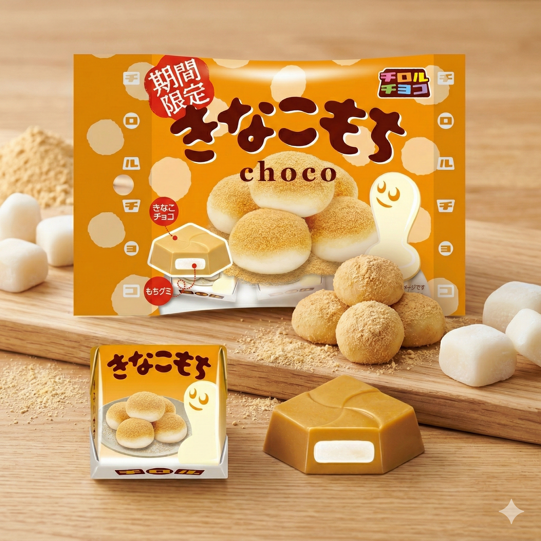 日本代购松尾Tirol巧克力黄豆粉糯米糍夹心巧克力休闲甜食袋装5枚