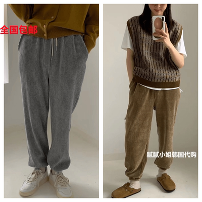 韩国高品质Egg101405秋冬日本进口1oo%棉 条绒卫裤