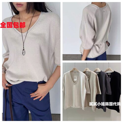 Lamagie Grey 韩国东大门代购极简风气质短袖针织衫