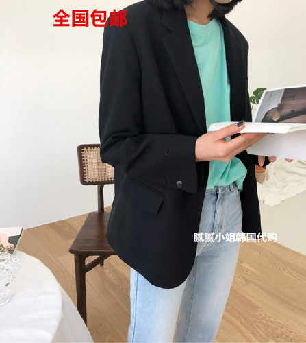 25新韩国东大门代购mona market复古翻兜西装外套