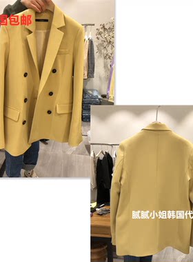 W STORY-P韩国东大门代购2026春季女装新款纯色系扣职业翻领西装