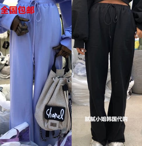 MONROE韩国东大门代购2026春季女装新款纯色松紧腰宽松百搭休闲裤