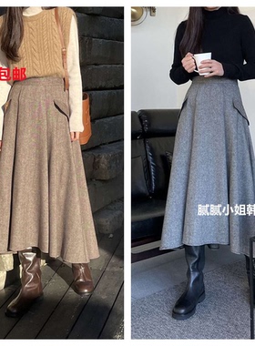 mui2025冬季新韩国东大门代购 百搭复古半身裙111608