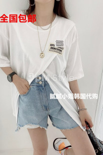 BLACK FRIDAY韩国东大门开叉贴布T恤