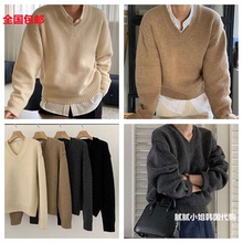 韩国高品质Brunch121610秋冬C*line风1oo%羊毛亲肤V领毛衣