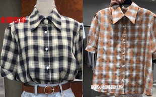 BOUTIQUE SEOUL-P韩国东大门代购2025春夏女装新复古格子系扣衬衫