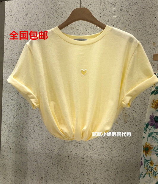 25春夏韩国东大门代购mentor洋气爱心印花chic短袖T恤