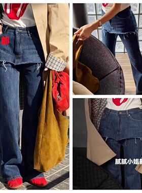 Topdressing韩国东大门代购春季修身百搭屁帘牛仔裤020849