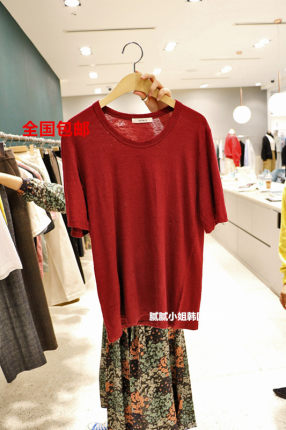 韩国东大门代购纯色圆领短袖T恤 6PENCE-P