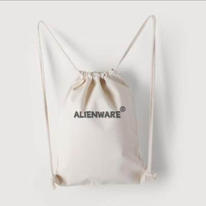ALIENWARE品牌帆布束口袋运动抽绳背包双肩包休闲篮球袋简易书包