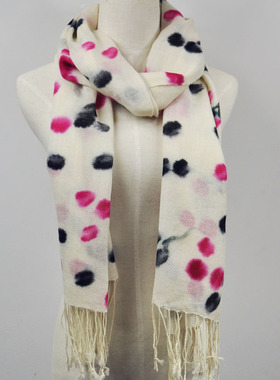 【零条清仓】纯羊毛围巾 秋冬季手绘超长两用披肩 J88804