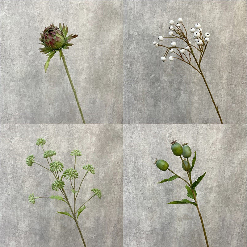 高端简约风单枝插花果实凤毛蓟 罂粟果 玫瑰果 秋樱花苞 无花果
