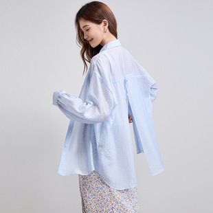 宋轶同款天丝凉感衬衣2026春夏季新款莱赛尔防晒衬衫开叉女