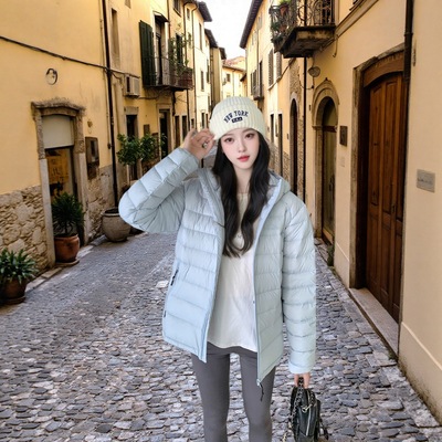新国标90白鸭绒排骨羽绒服女2025冬季新款轻薄小个子连帽短款外套