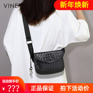Viney包包2025新款真皮胸包斜挎女包牛皮腰包高级休闲单肩小挎包