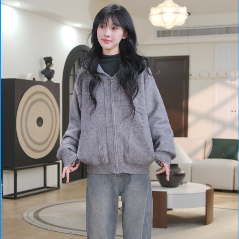 伊迪卡连帽针织衫新款百搭