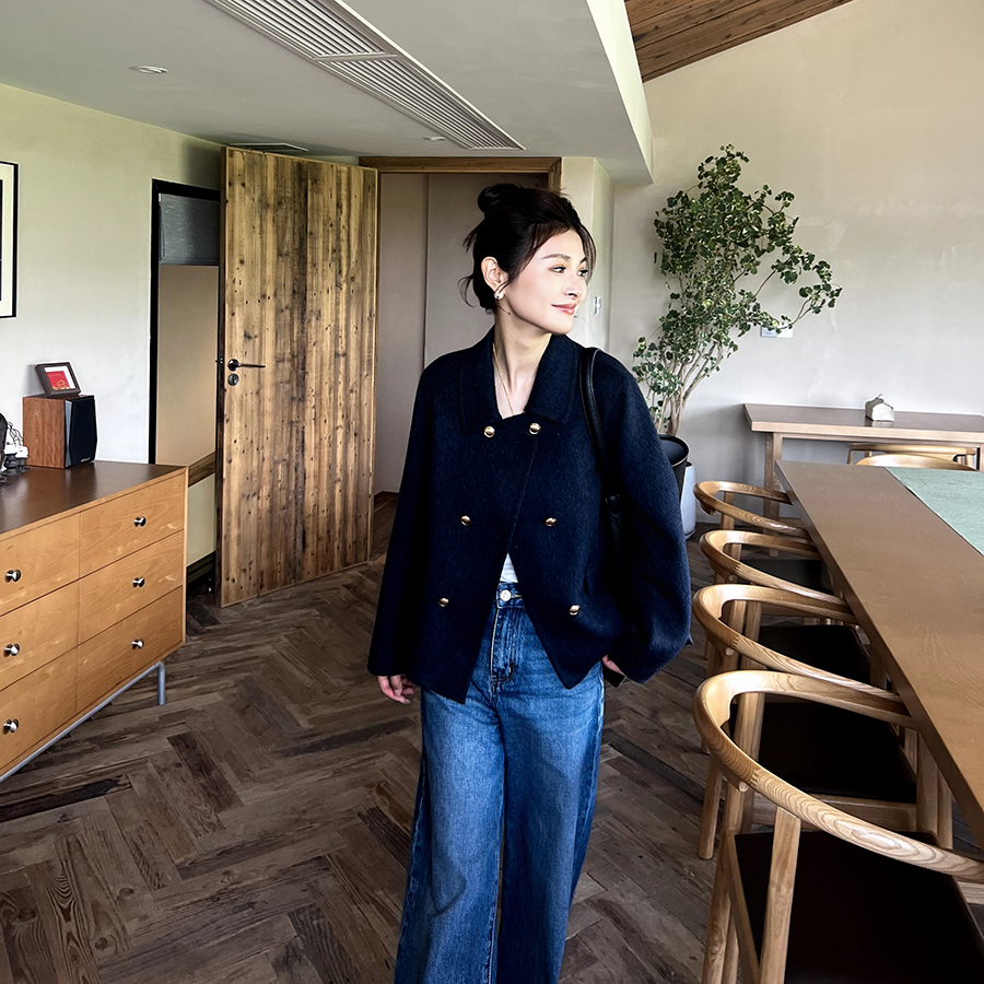 韩版羊毛大衣小个子百搭款