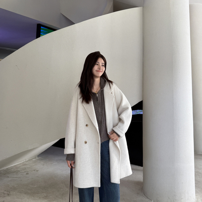 超好看的黑色呢子大衣韩系毛呢