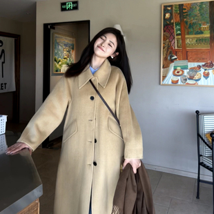 伊迪卡双面手工韩版大衣宽松气质中长款百搭秋冬款舒适洋气小个子