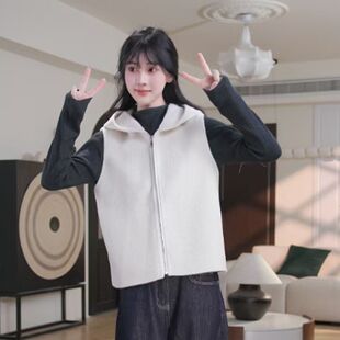 伊迪卡羊毛马甲短款 女士百搭毛呢韩版 冬季 气质休闲高贵气质感 时尚