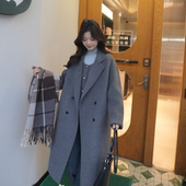 秋冬上新 宽松女装 单大衣没马甲 双面毛呢羊毛大衣中长款