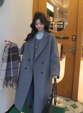 【单大衣没马甲】双面毛呢羊毛大衣中长款宽松女装秋冬上新
