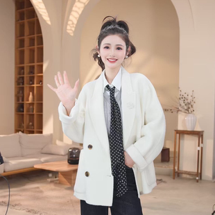 插肩袖 遮胯毛呢外套 西装 双面羊毛大衣阔版 伊迪卡 26春秋冬短款