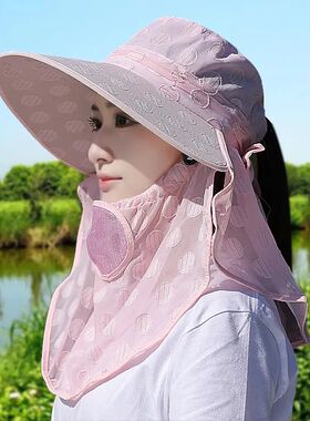 春夏大沿遮阳帽护颈全脸防晒帽女