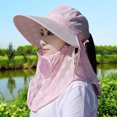 春夏大沿遮阳帽护颈全脸防晒帽女