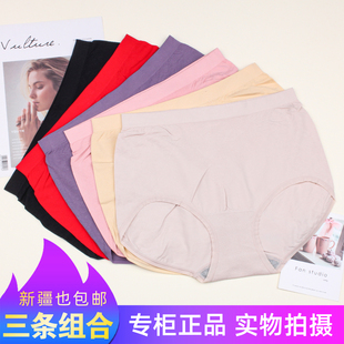 三条组合纯色四季无缝无痕短裤莫代尔棉质加大码高腰女士内裤1035